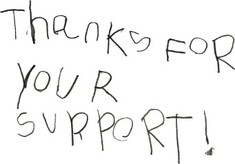 A hand written thank you note