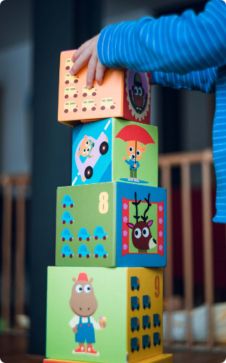 Kid playing with squares